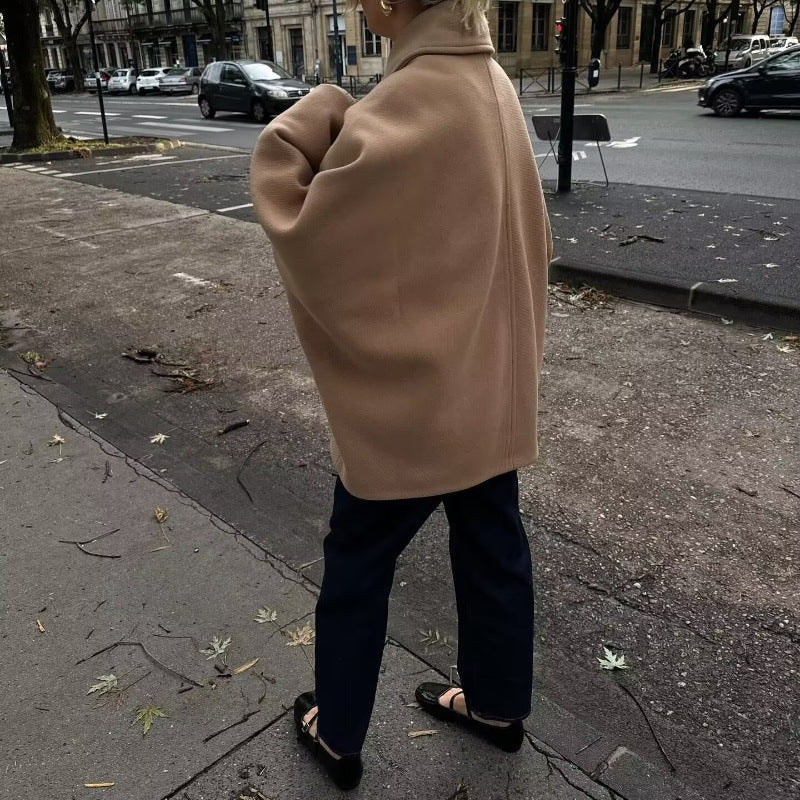 WW | Wolle-Mischung Cape Mantel - Elegant & Schick - Minimalistischer Stil - Raffinierte Schichtung