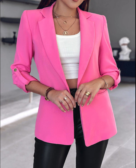 WW | Blazer Slim fit Structured cut Rolled-up sleeves Open front