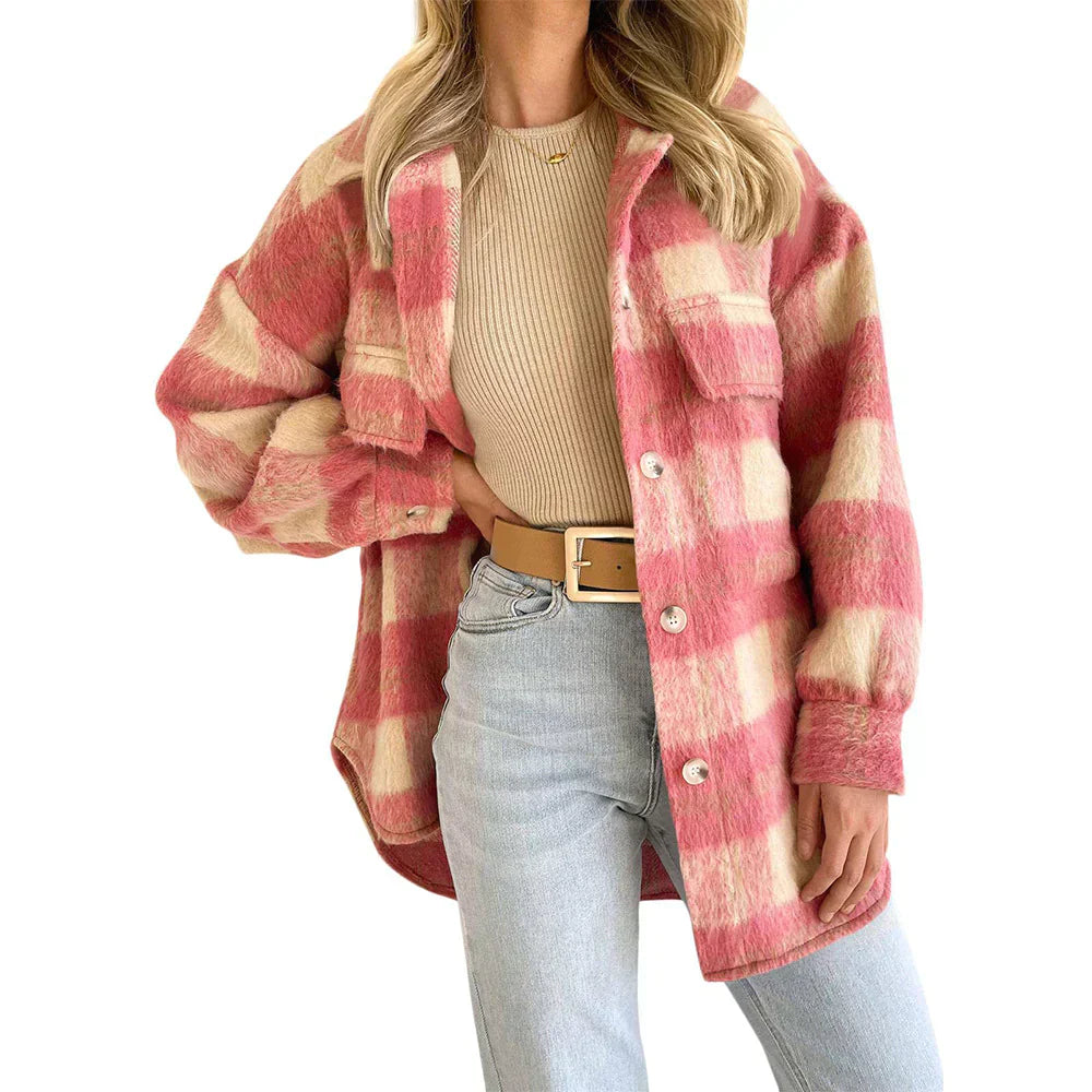 WW | Street Hipster Stylischer Kariert Wollmantel für Damen | Trendy und Warm