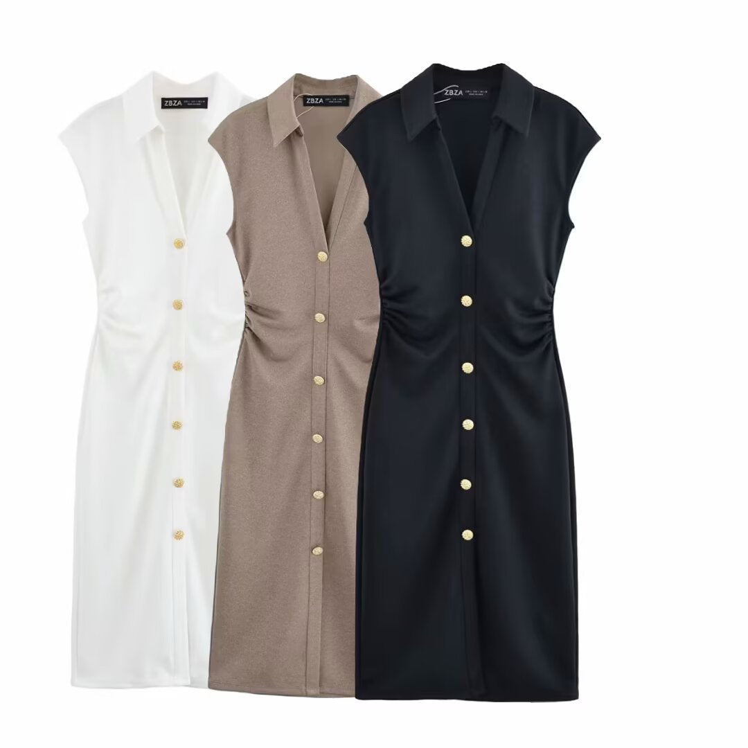 Damen Hemdblusenkleid mit edlen Knopfdetails und elegantem Schnitt WW