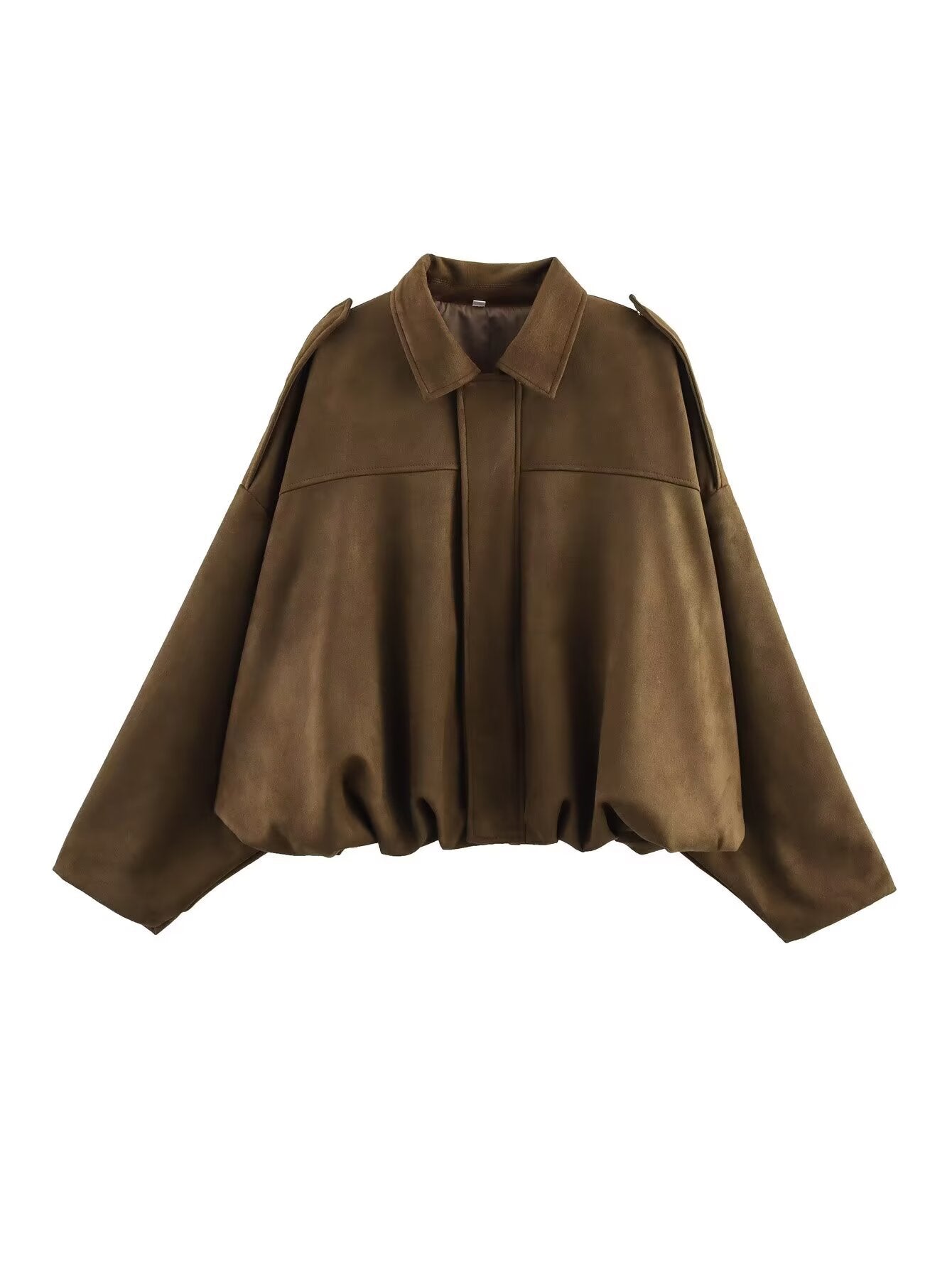 Women's Oversized Jacket with Casual Cut and Detachable Collar WW