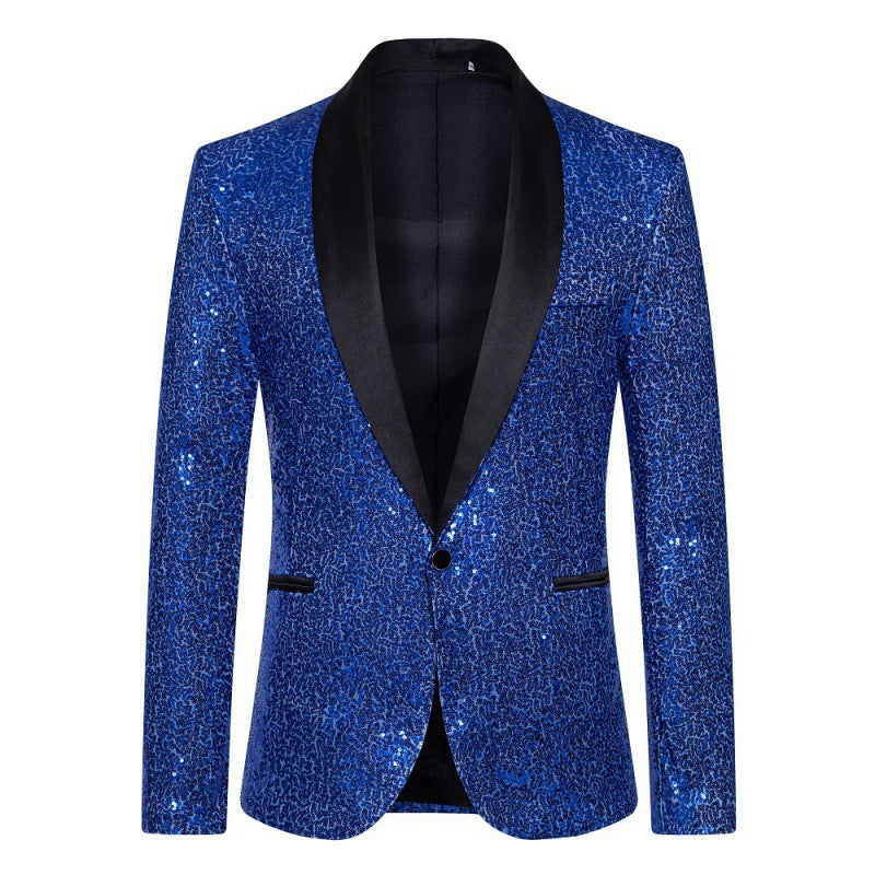 Herren glamouröser Pailletten-Blazer mit modernem Schnitt WW