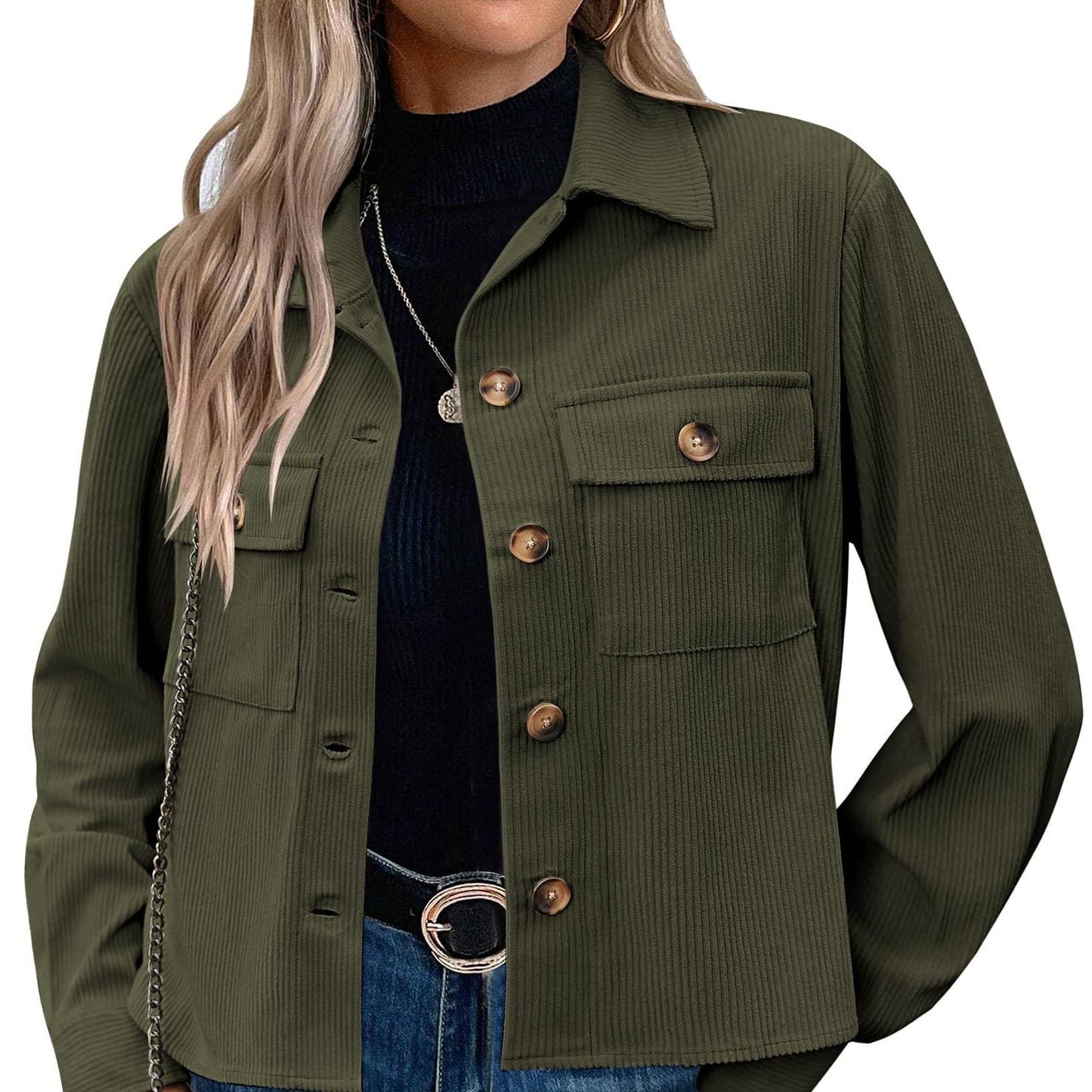 WW | Damen Cordjacke mit Brusttaschen