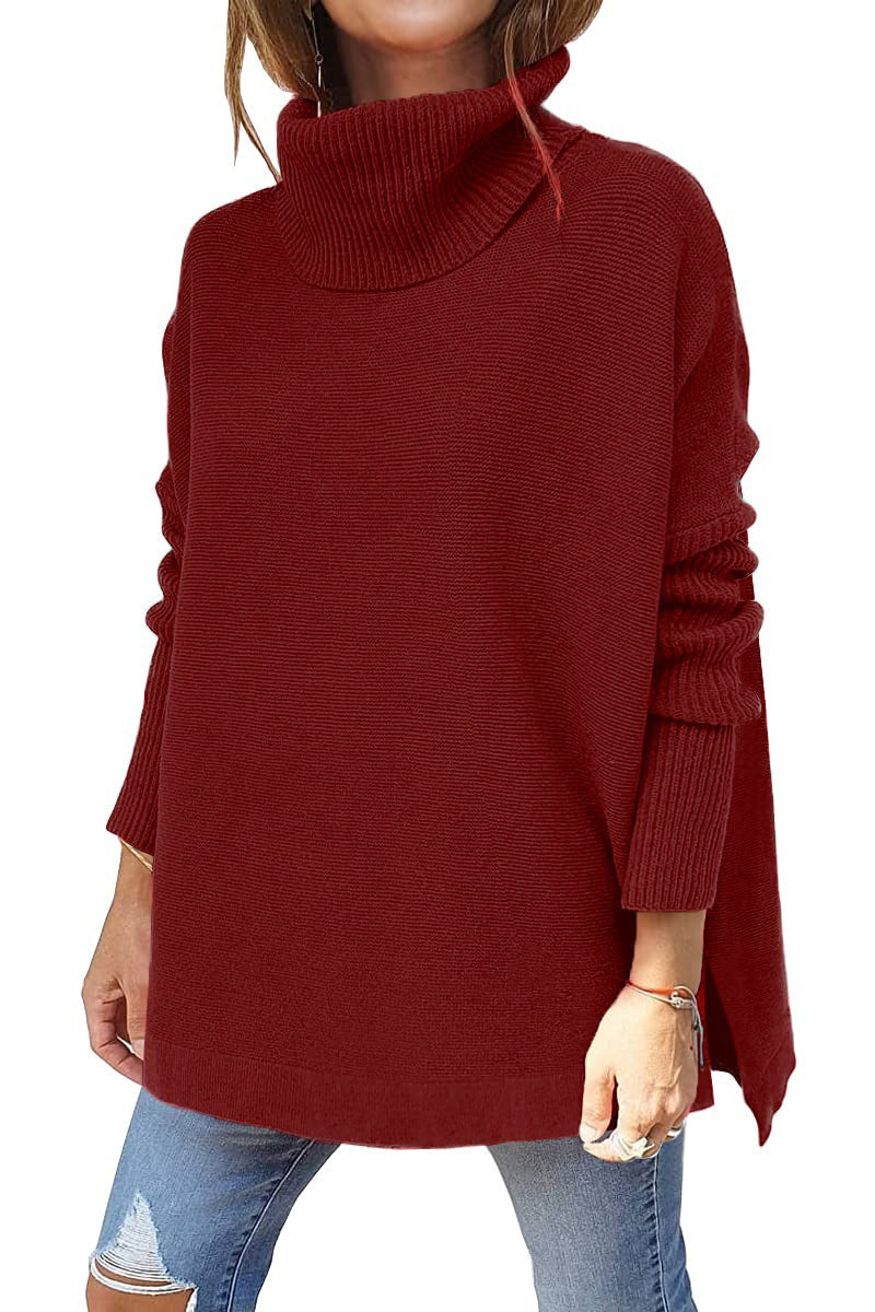 Damen oversize Rollkragenpullover mit strukturiertem Strickdesign WW