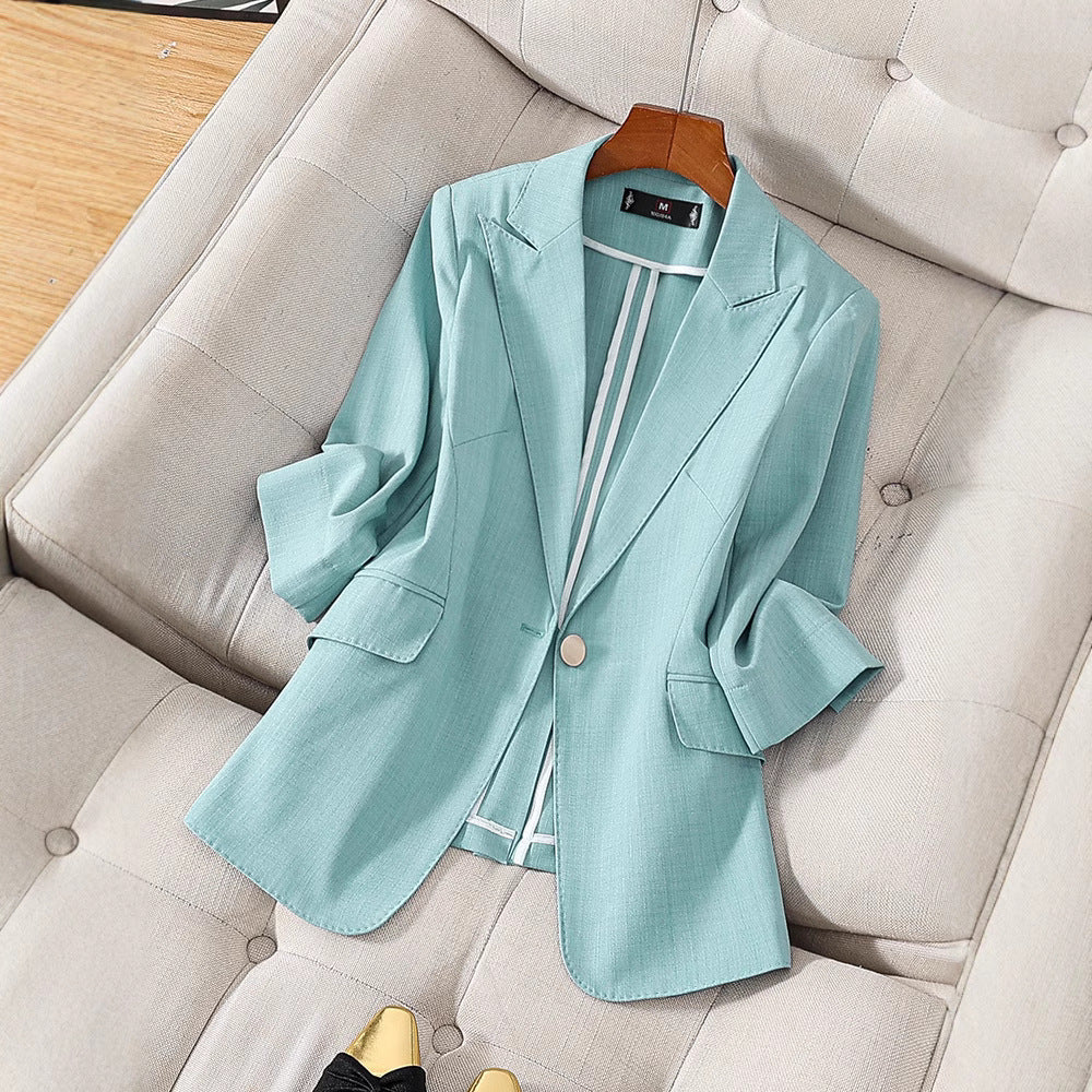 WW | Blazer Tailored fit Luxurious fabric 3/4 sleeves Single-breasted