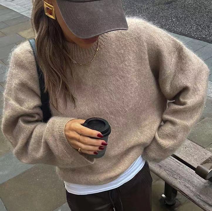 Damen lässiger, oversized Pullover aus weichem Strick W&W