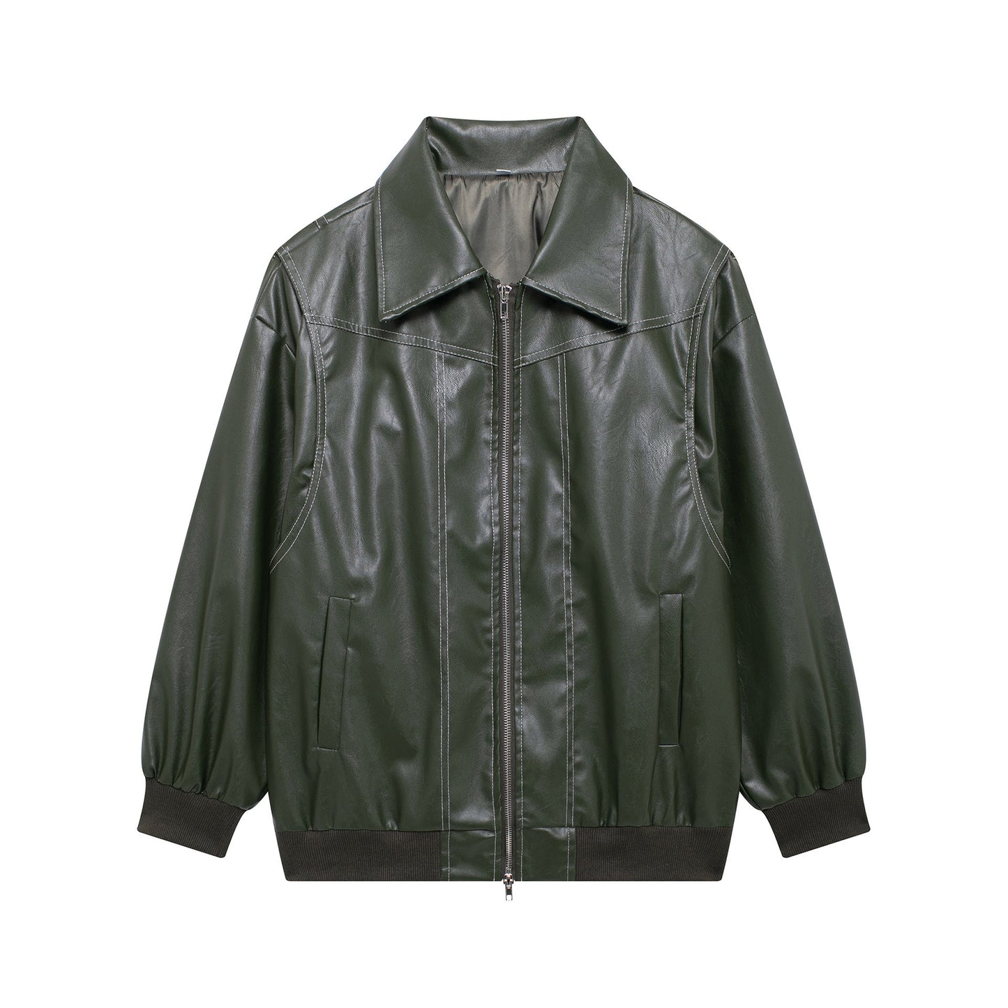 WW | Damen Faux Leder Jacke Elastische Ärmel