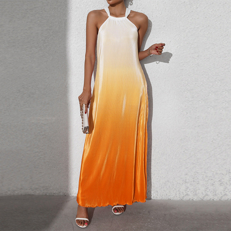 WW | Gradient Spaghetti Strap A-line Long Dress