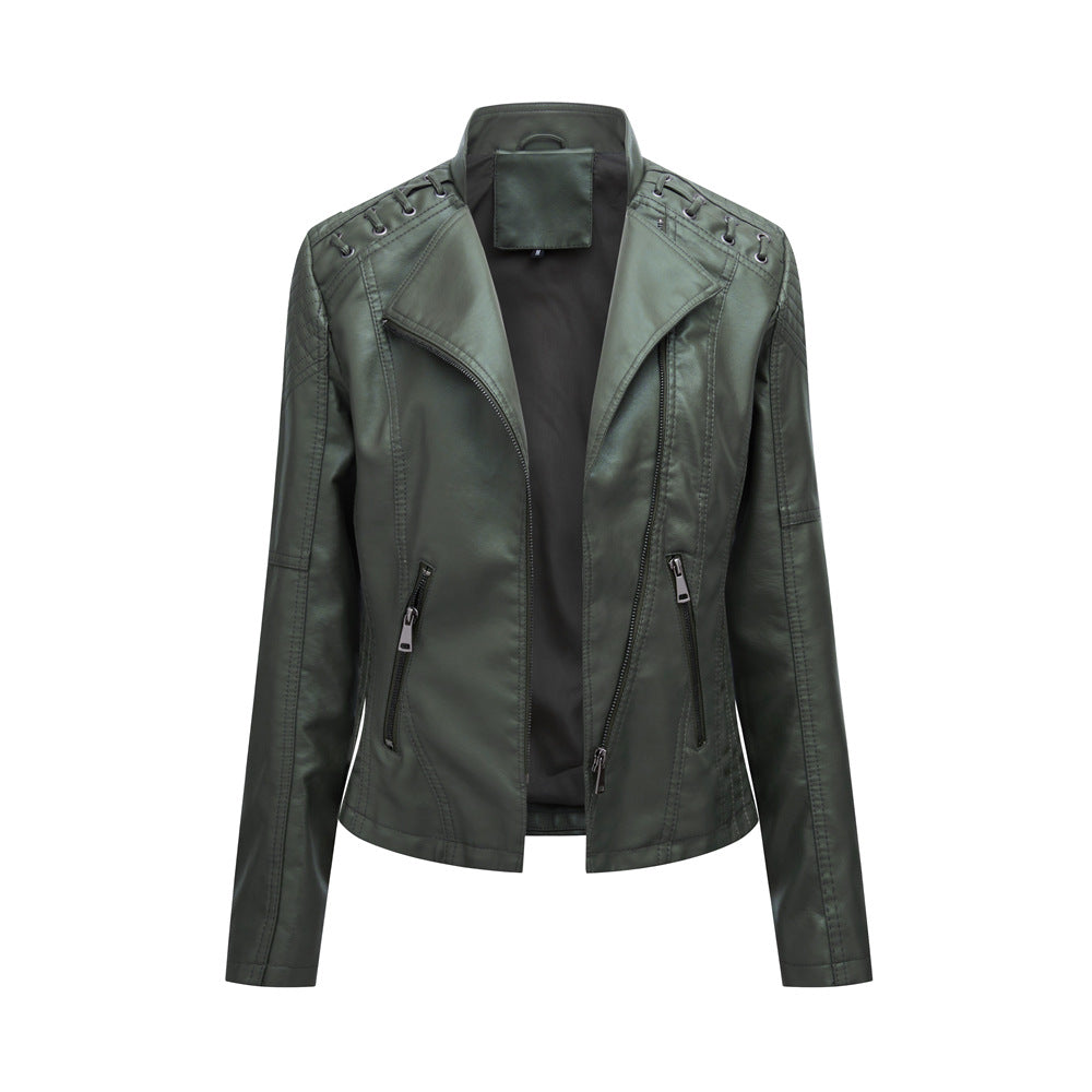 WW | Women's Vegan Leather Casual Jacket with Shoulder Seam - Perfect for Casual Days