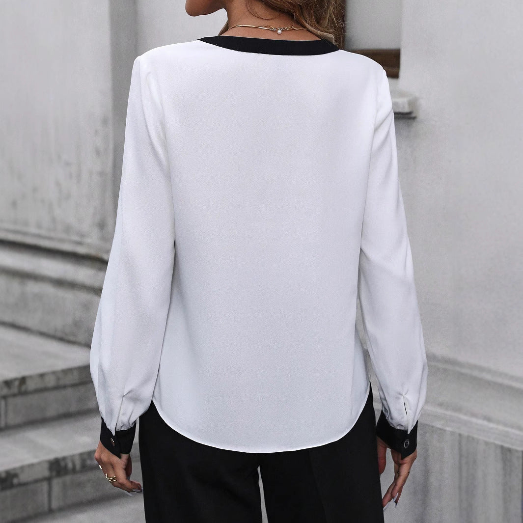 WW | Collar Button Long-Sleeved Shirt Top