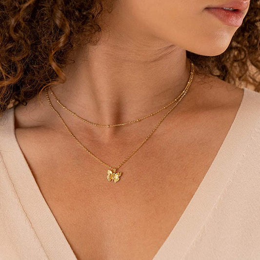WW | Butterfly Pendant Layered Necklace