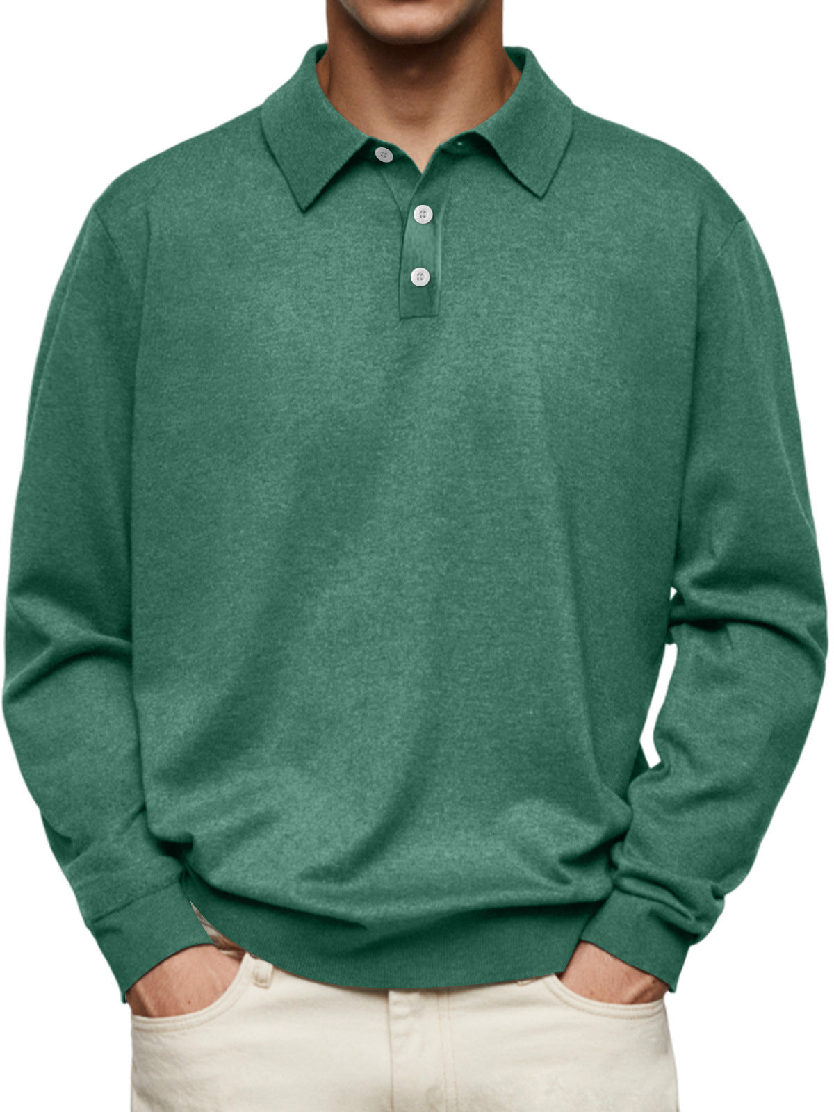 WW | Polo Shirt Relaxed Fit Long Sleeves Soft Knit Fabric Breathable Fabric