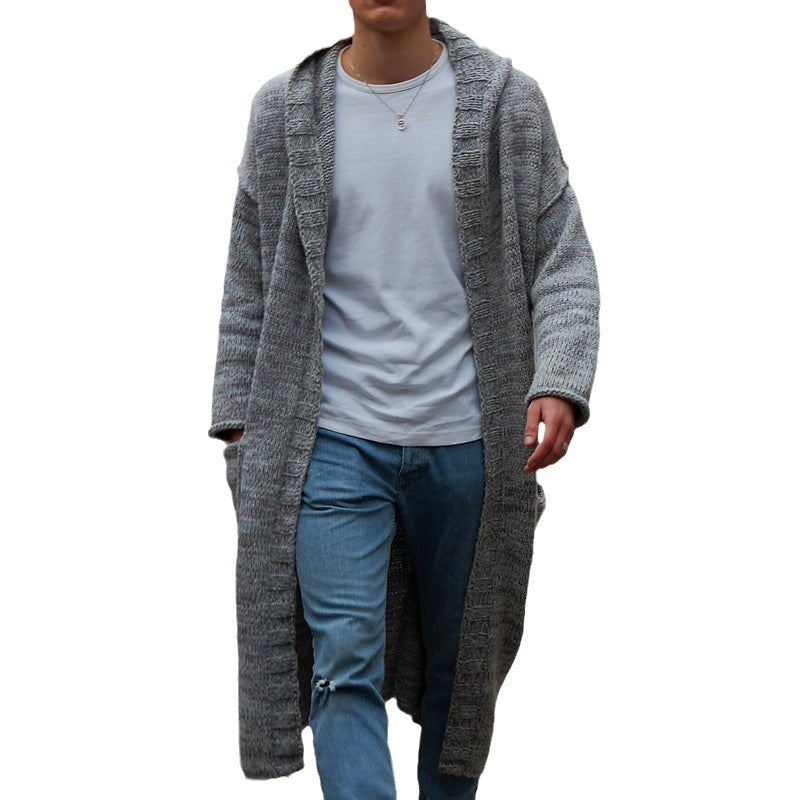 Herren Langer Strickmantel mit modernem Design und lässigen Details WW