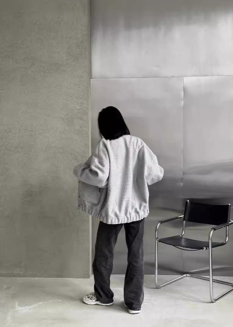 WW | Oversized Fleece Druckknopfjacke