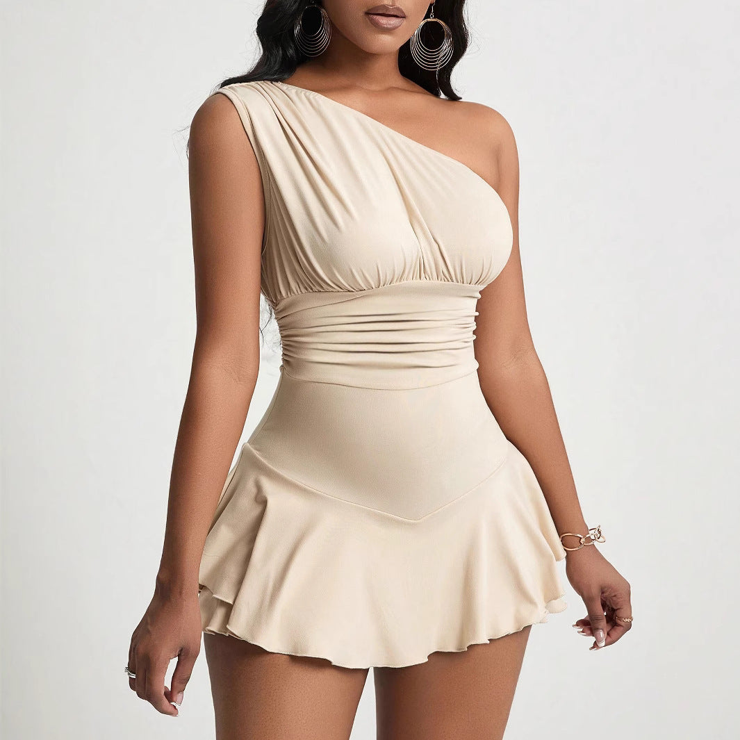 Damen asymmetrisches Minikleid mit Rüschendetails und figurschmeichelndem Design W&W