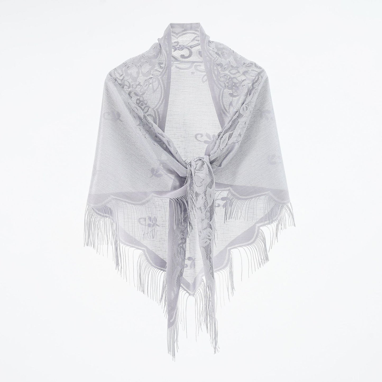 Damen Eleganter Chiffon-Schal mit kunstvollen Fransen WW