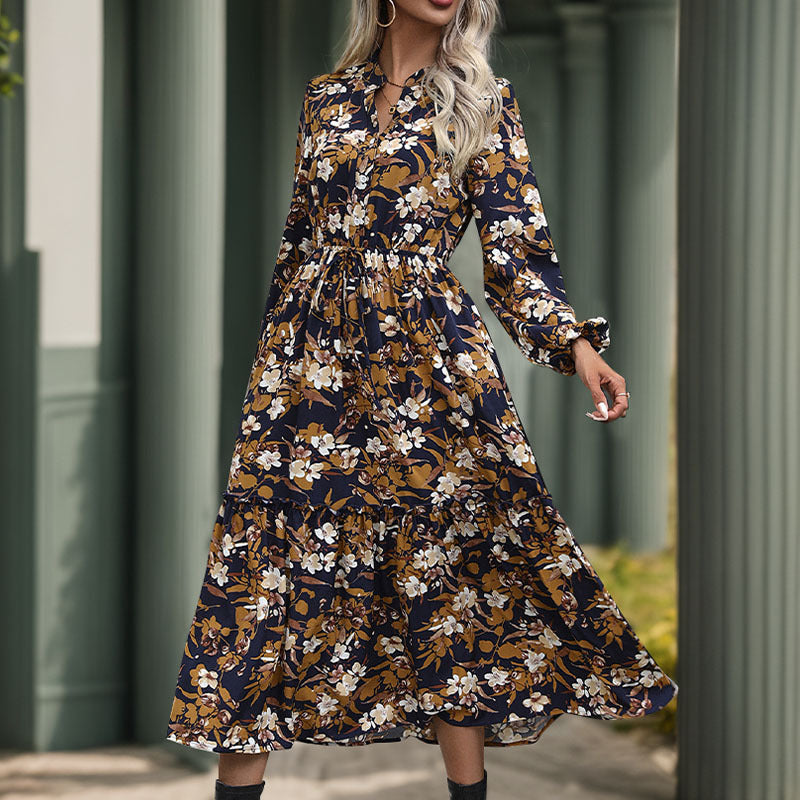 Damen Midikleid mit floralem Design und eleganter Taillierung WW