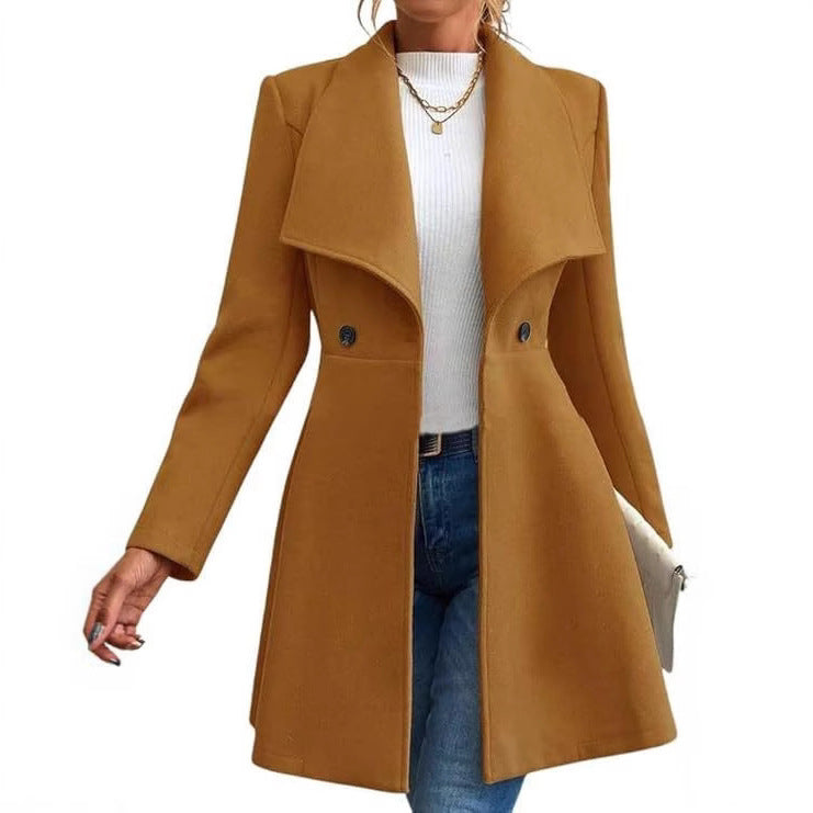 WW | Damen Chic Übergangsjacke mit Breitem Kragen