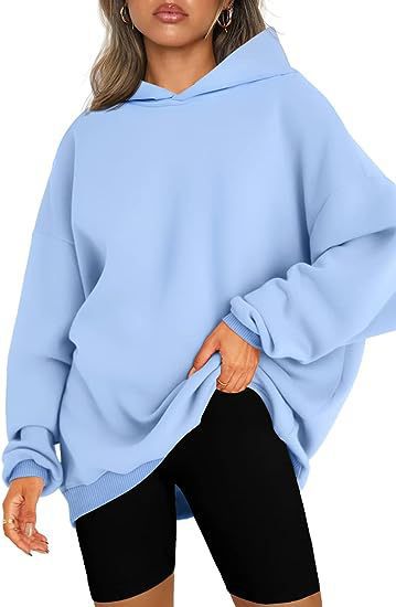 Damen oversized Kapuzenpullover mit seitlichen Schlitzen WW