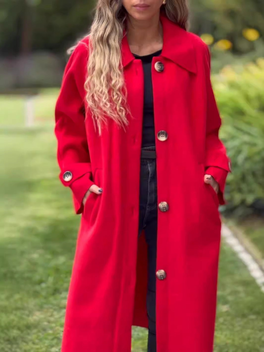 WW | Long coat - Casual fit - Button closure - Classic windbreaker style