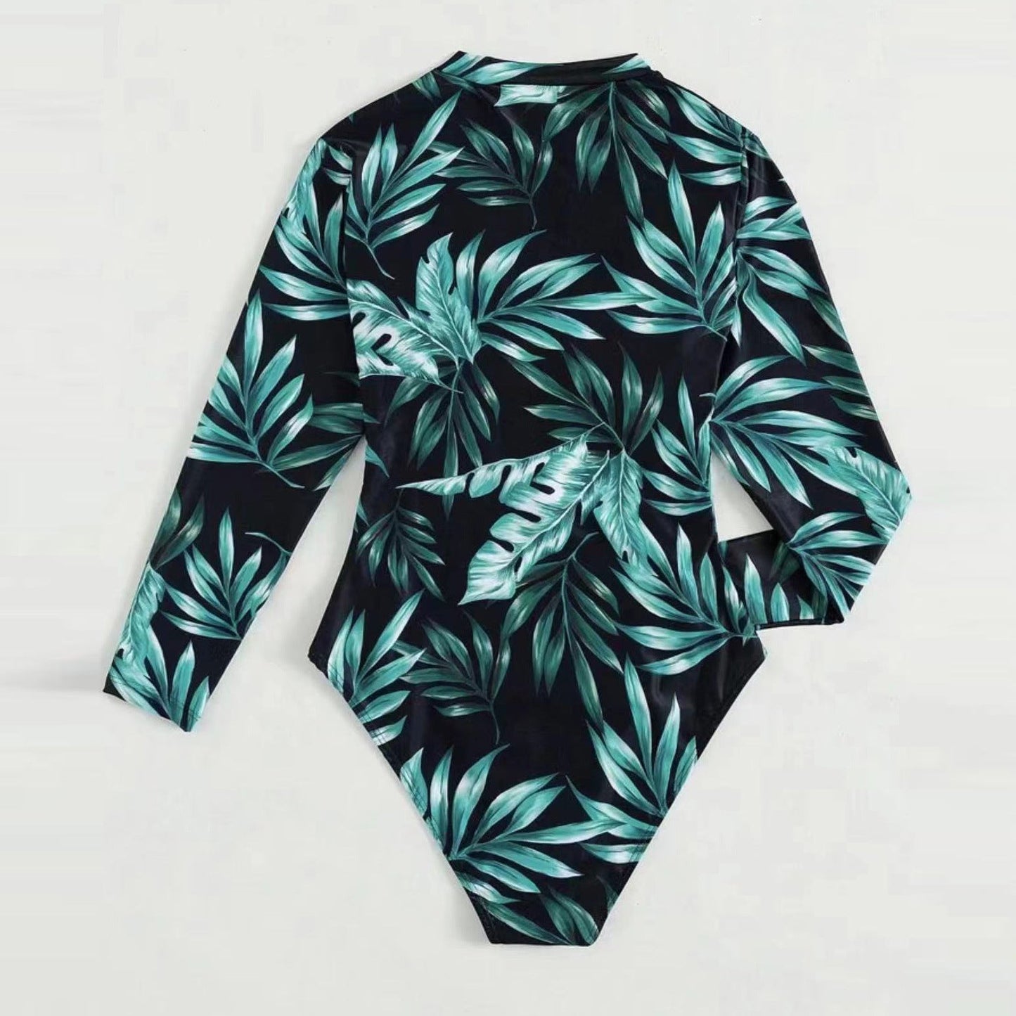 Damen Langarm-Badeanzug mit Floralprint und hochabschließendem Zip WW