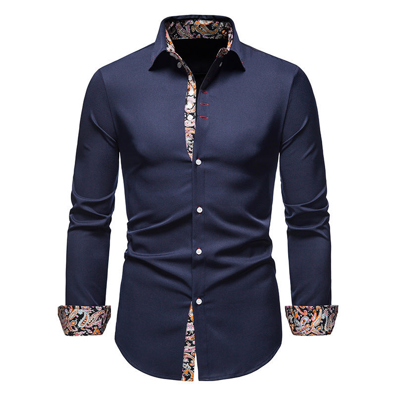 Herren Langarmhemd mit modernem Paisley-Muster und exklusiven Details WW