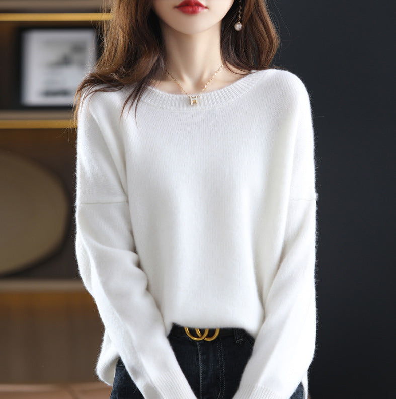 Damen gemütlicher Kaschmirpullover mit modernem Schnitt WW