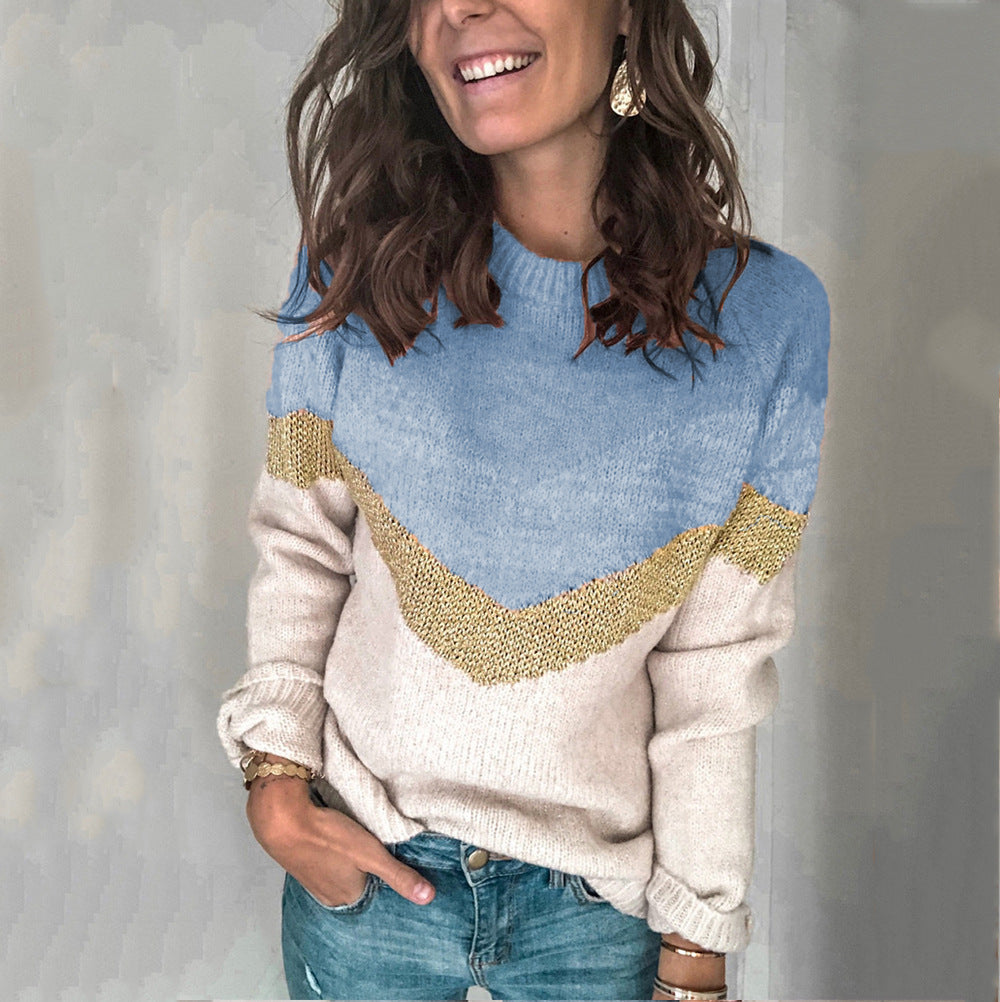Women's patterned sweater with graphic knit design