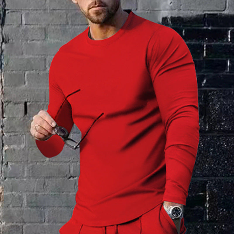 Men's long-sleeved T-shirt with a fashionable cut and high-quality cotton blend WW