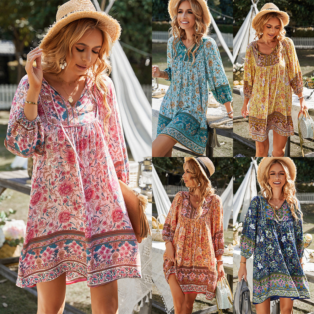 Damen Freizeitkleid mit floralem Design und lockerer Passform WW