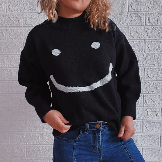 WW |  Herbst Niedliches Smiley-Muster Langarmshirt