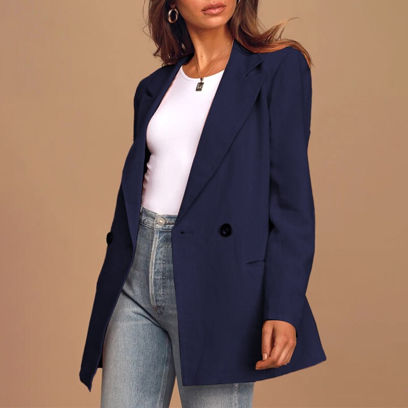 WW | Blazer Übergroß Fit Doppelreihig Mit Knöpfen Klassische Revers