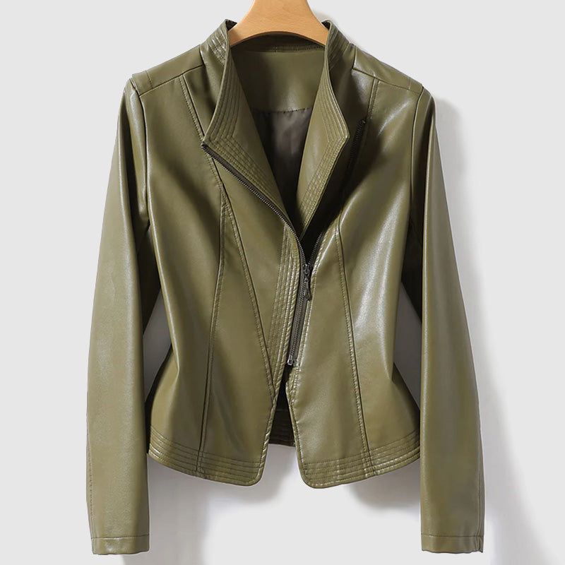 WW | Lederjacke Mit Reißverschluss Für Damen - Ideal für Alltag