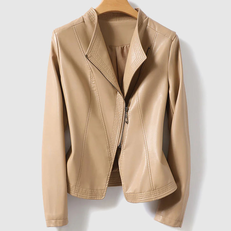 WW | Lederjacke Mit Reißverschluss Für Damen - Ideal für Alltag
