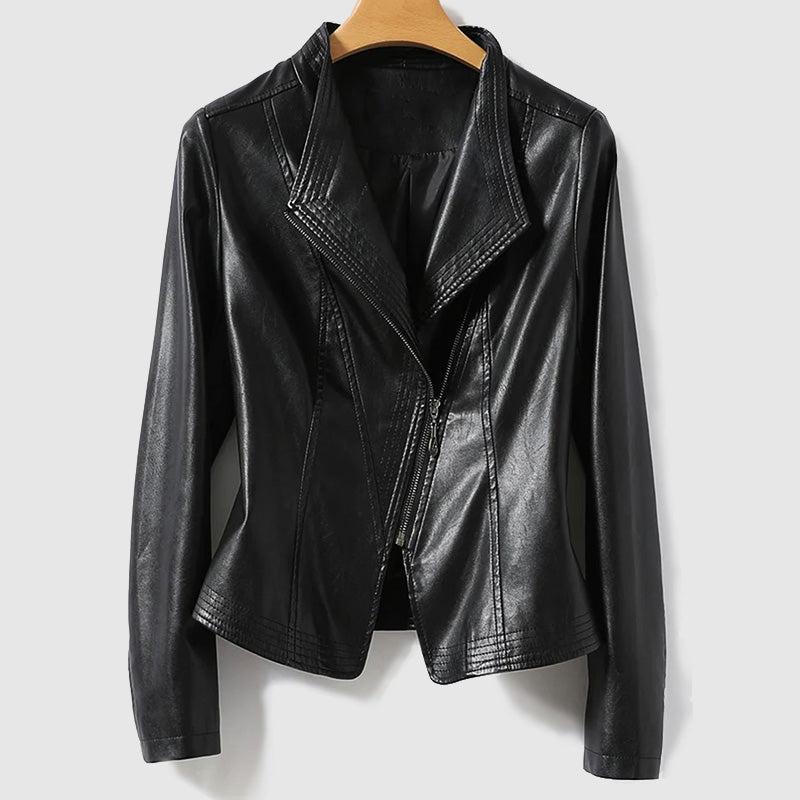 WW | Lederjacke Mit Reißverschluss Für Damen - Ideal für Alltag