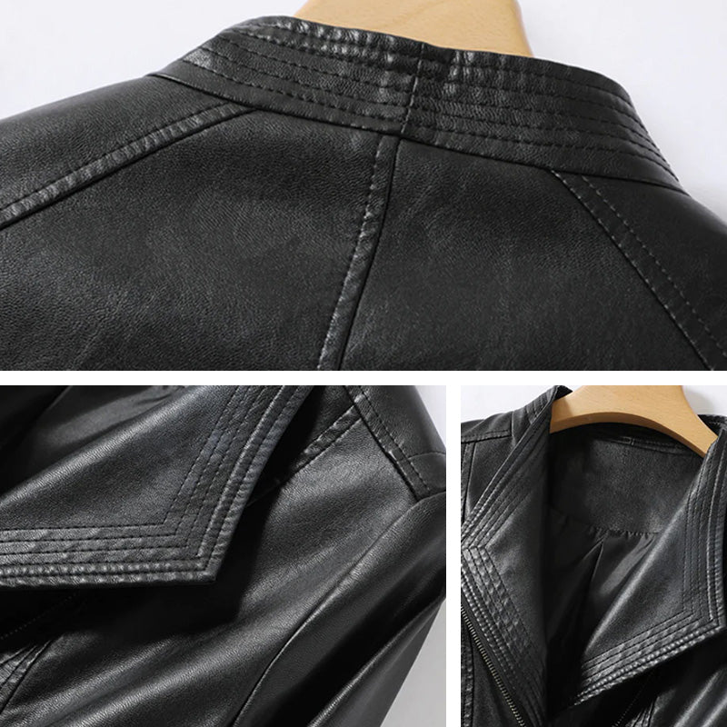 WW | Lederjacke Mit Reißverschluss Für Damen - Ideal für Alltag