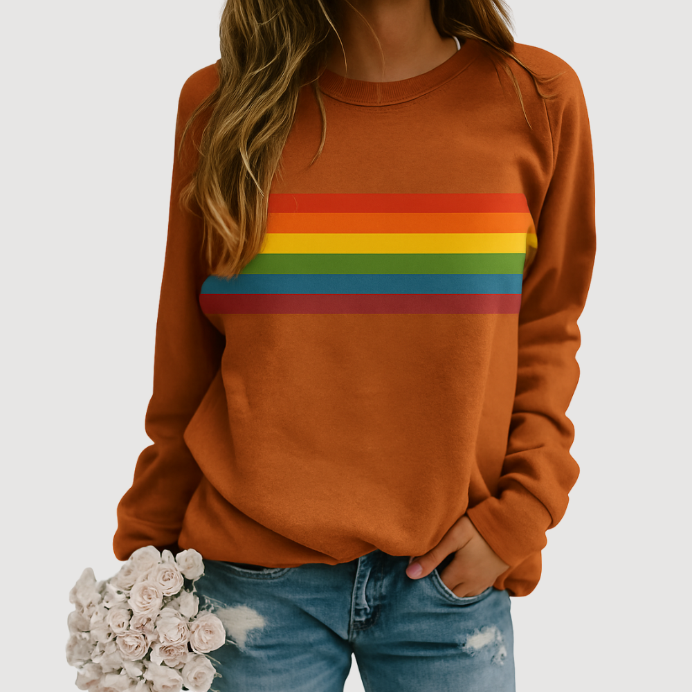 WW | Rainbow Stripe Crewneck Sweatshirt