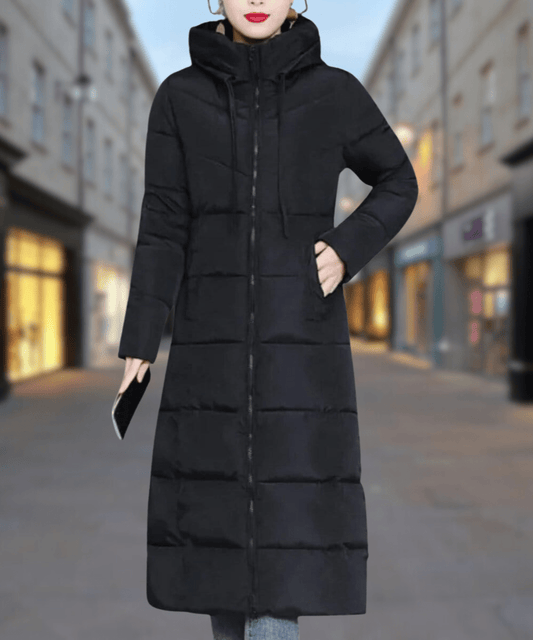 WW | Gestepptes Puffer Jacket - Kapuze Isolierung - Winterwärme - Elegante Maxilänge