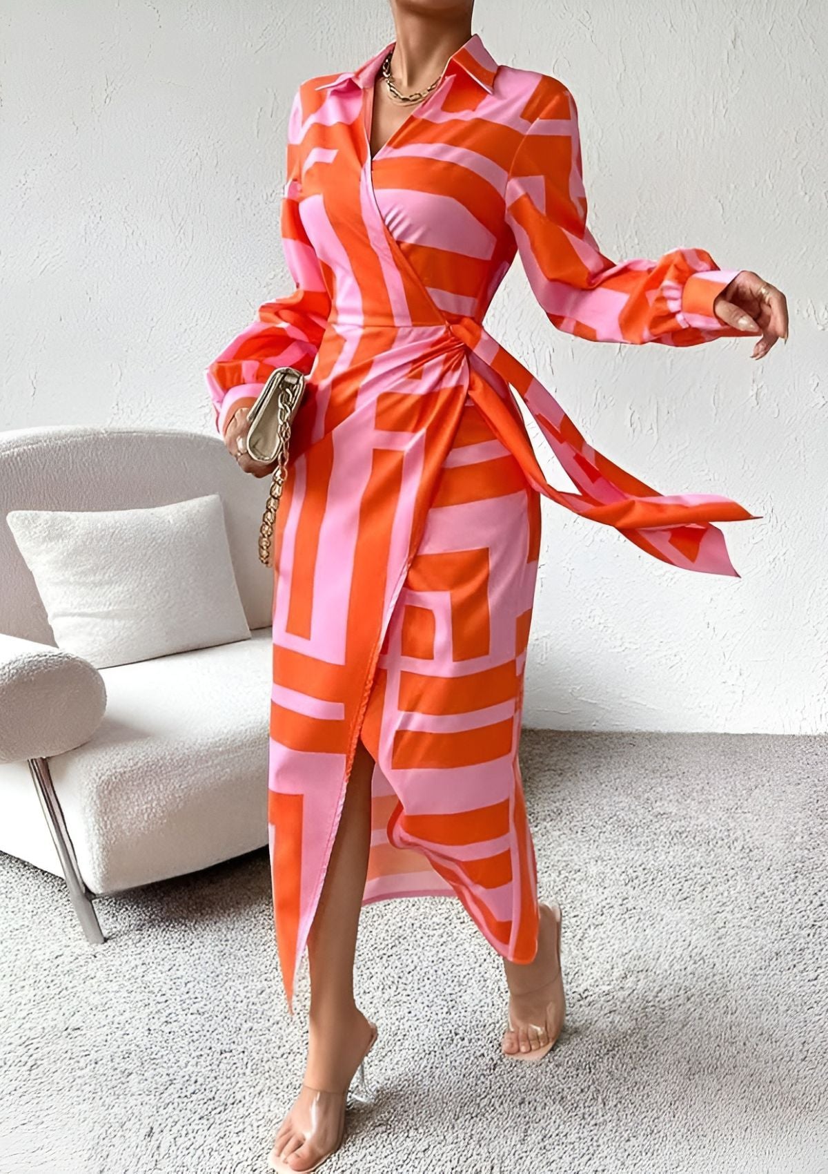 Emily | Fitted Shirt Dress with Print