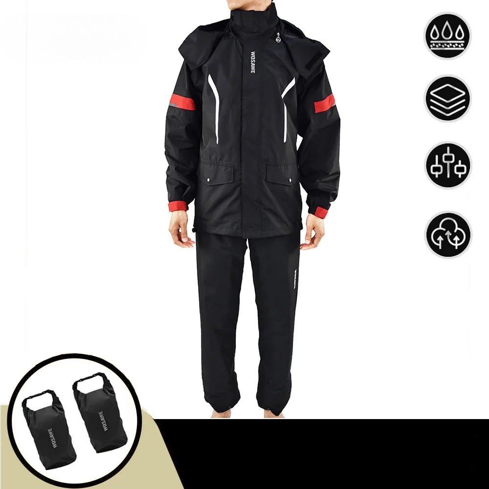 WW | Men's Waterproof Motorcycle Rain Jacket - Reflective Black/Green S-2XL