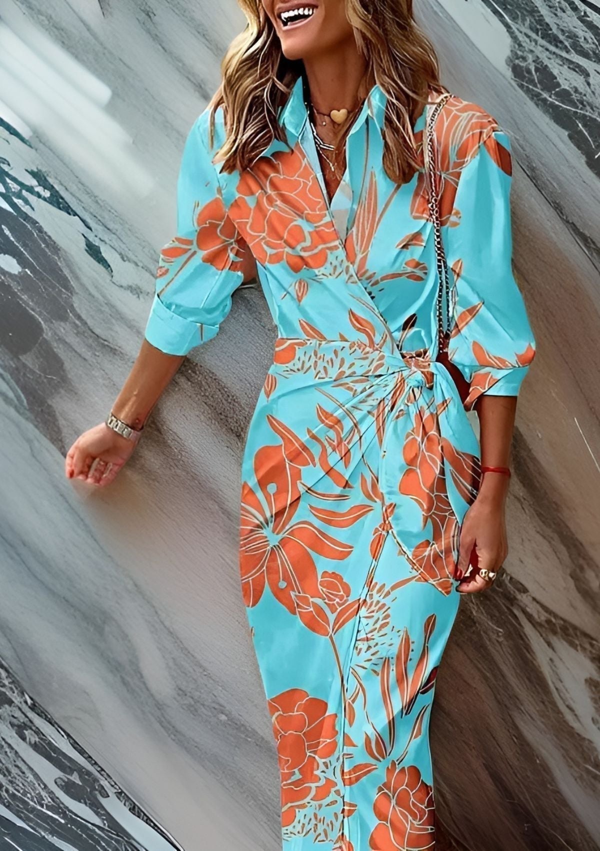 Emily | Fitted Shirt Dress with Print