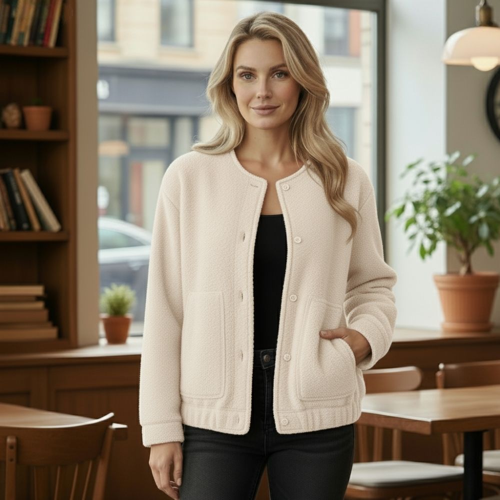 WW | Oversize-Jacke für Frauen Top Coat Lange Ärmel Versteckte Knöpfe