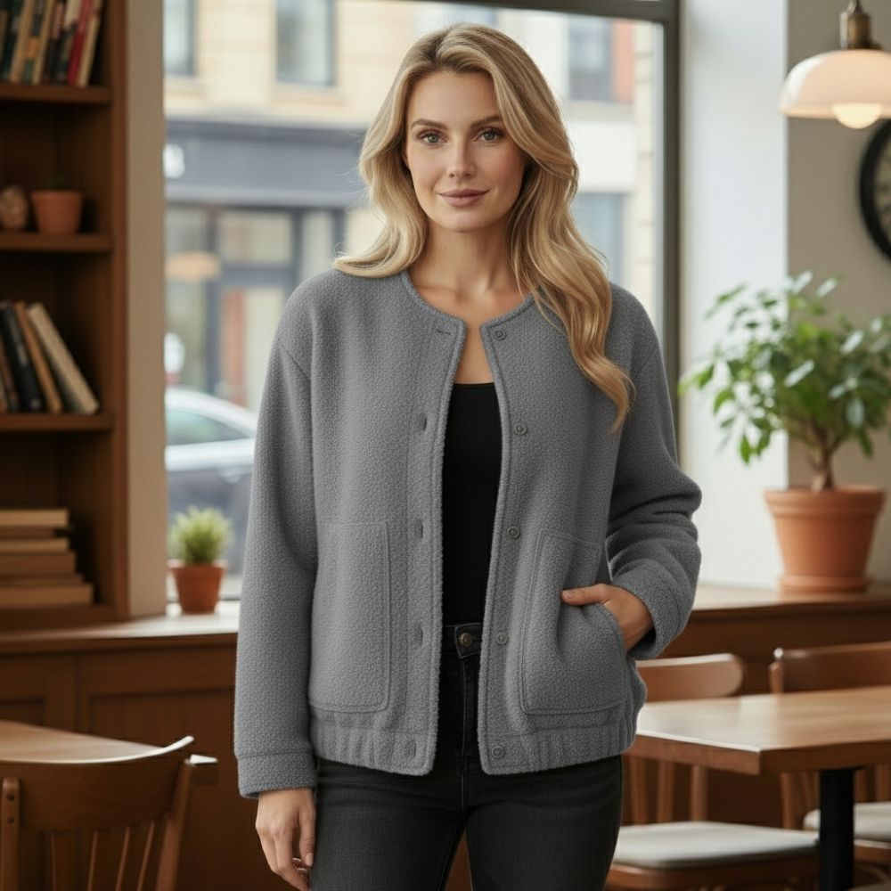 WW | Oversize-Jacke für Frauen Top Coat Lange Ärmel Versteckte Knöpfe