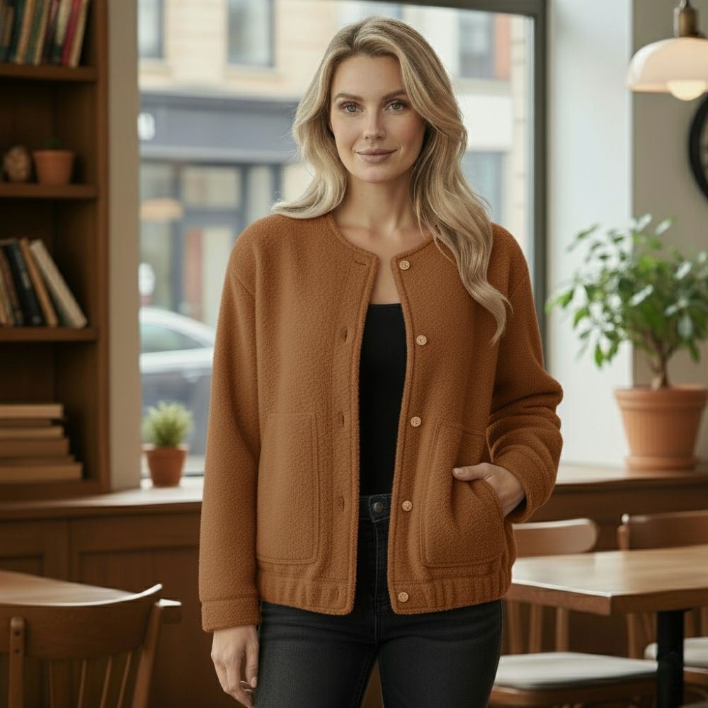 WW | Oversize-Jacke für Frauen Top Coat Lange Ärmel Versteckte Knöpfe