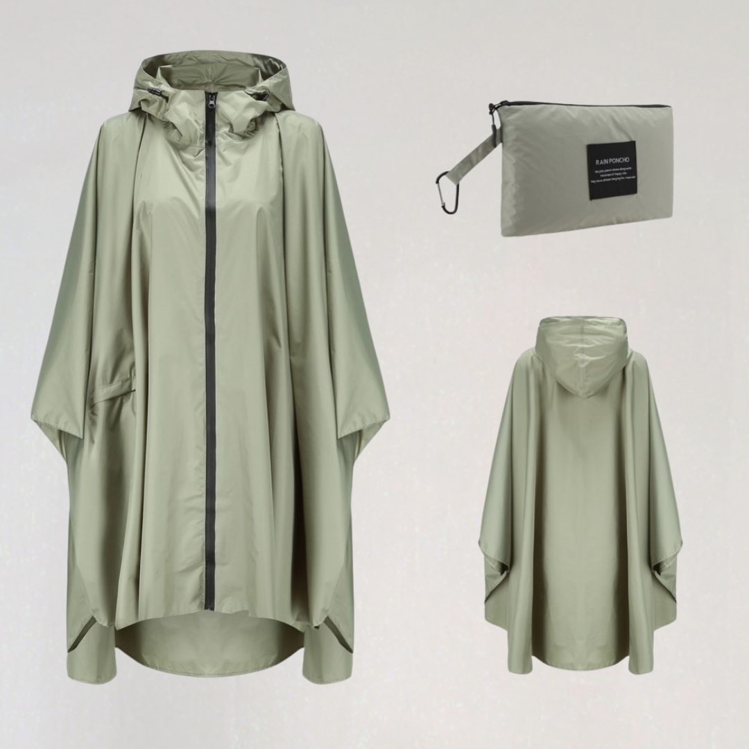 WW | Damen Faltbare Regenjacke mit Kapuze und Wasserdichtem Stoff