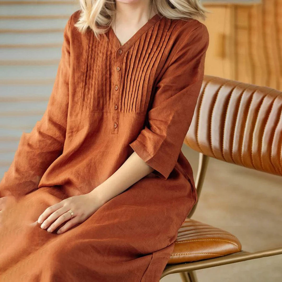 WW | Orange Leinen Kleid