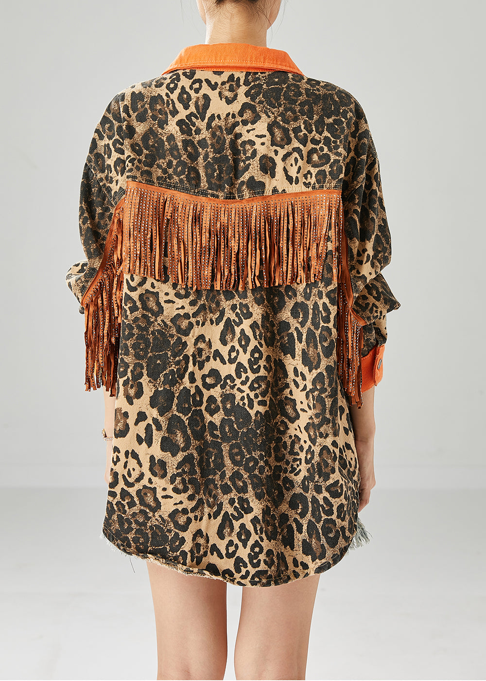 WW | Patchwork Cotton Coats with Tassels Leopard Print