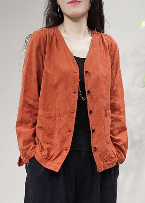 WW | Bags Solid Cotton Coat Coats V-Neck