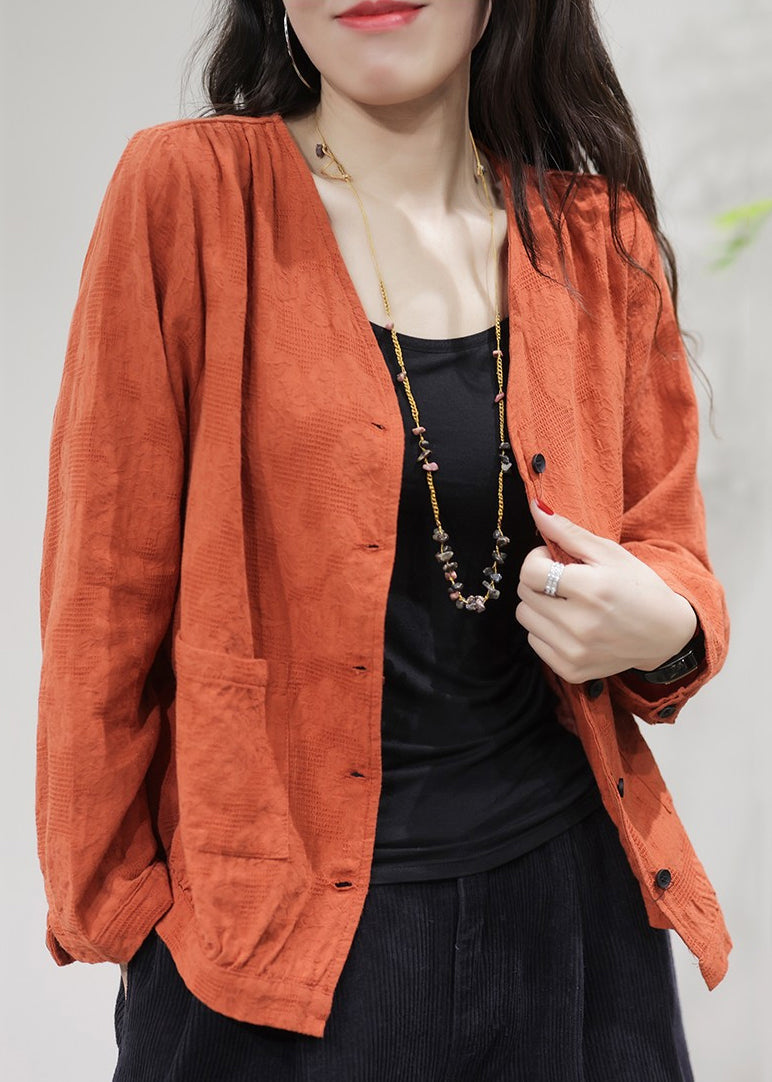 WW | Bags Solid Cotton Coat Coats V-Neck