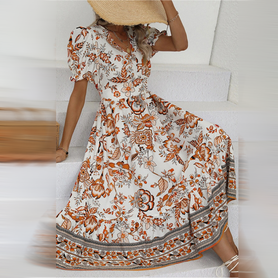 WW | Elegante Orange Blumenkleid